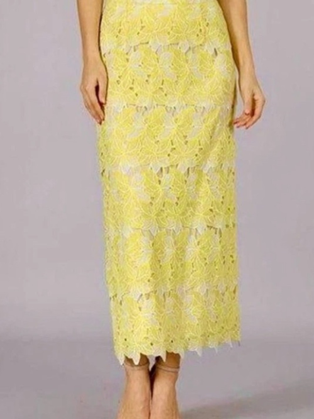 NWT Anthropologie Sunday’s in Brooklyn Yellow Lace Skirt Size Small